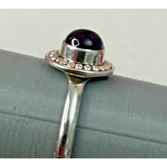 New 925 Amethyst Ring Size 8.5 – Purple Cabochon Halo - Picture 8 of 11